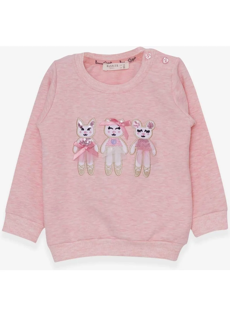 Breeze Girl's Sweatshirt Cute Animals Printed 1.5-5 Years, Salmon Melange