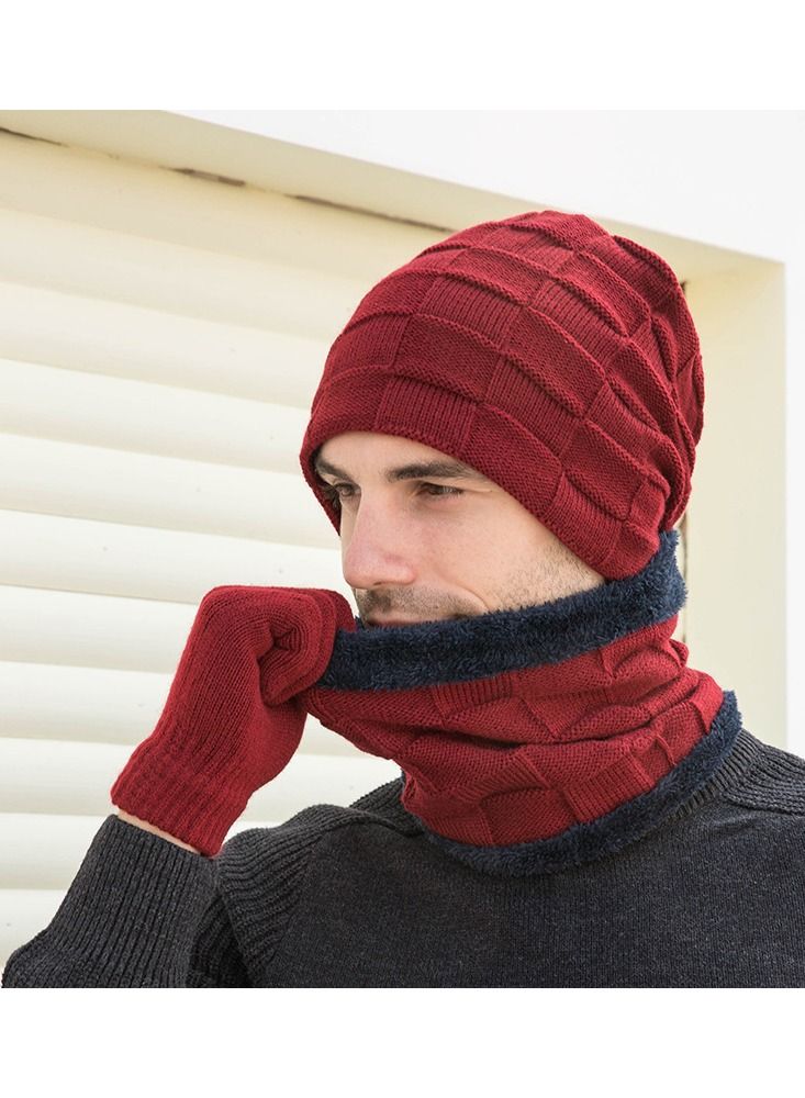 Loquat Winter Padded Set Cap Knitted Hat Scarf 2-Piece Set