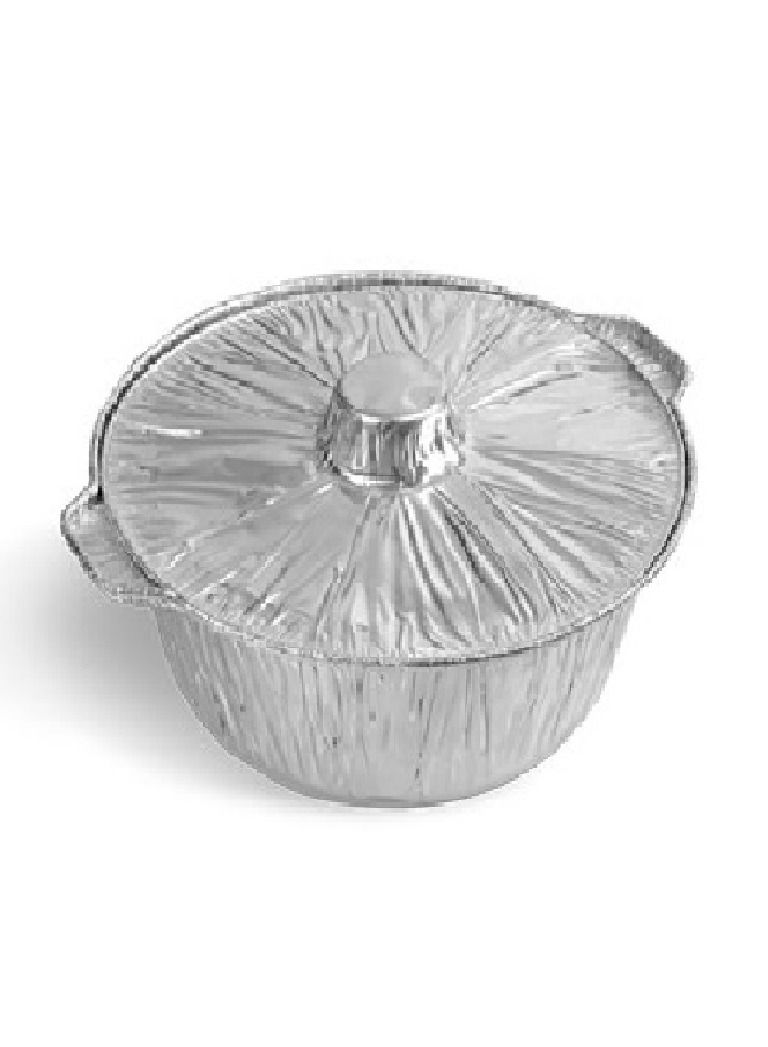 Aluminum Silver Pot Food Container With Lid 21Cm - Image 1