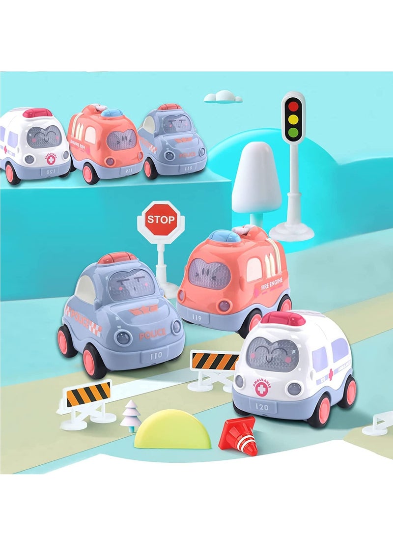 Zikra مجموعة ألعاب القصور للأطفال من 1-3 سنوات، سيارات دفع وذهاب للأطفال مع أضواء وأصوات من 1-3 سنوات، ألعاب تعليمية مبكرة للأولاد والبنات، هدية عيد ميلاد للأطفال (3 قطع) - Image 3