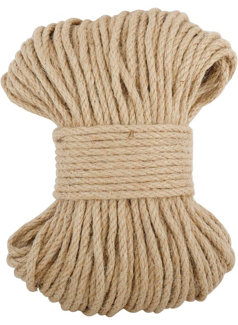 328 Feet Jute Rope, 6mm 4-Ply Natural Thick Jute Twine String for Floristry, DIY Arts Crafts, Gardening Bundling and Cat Scratch Post (Brown) - Image 1