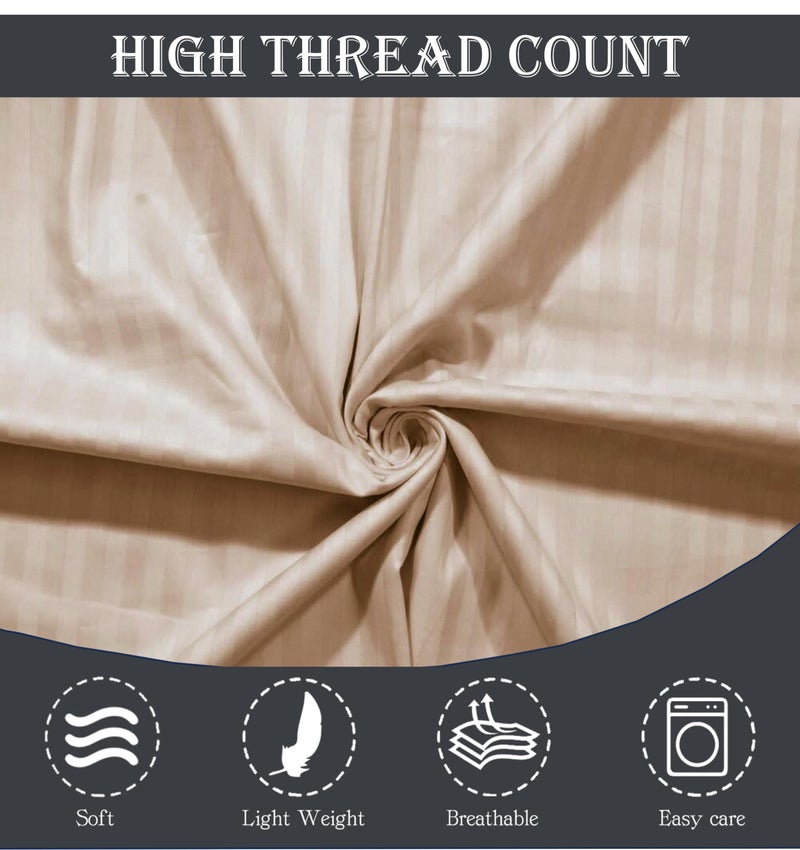 Filymore Satin Stripe Cream Bedsheet for Single Bed (90x60 inches) with One Pillow Covers, Made of 300 TC Microfiber Solid Satin Striped Design, Perfect for Single, Bed Size. - Image 5