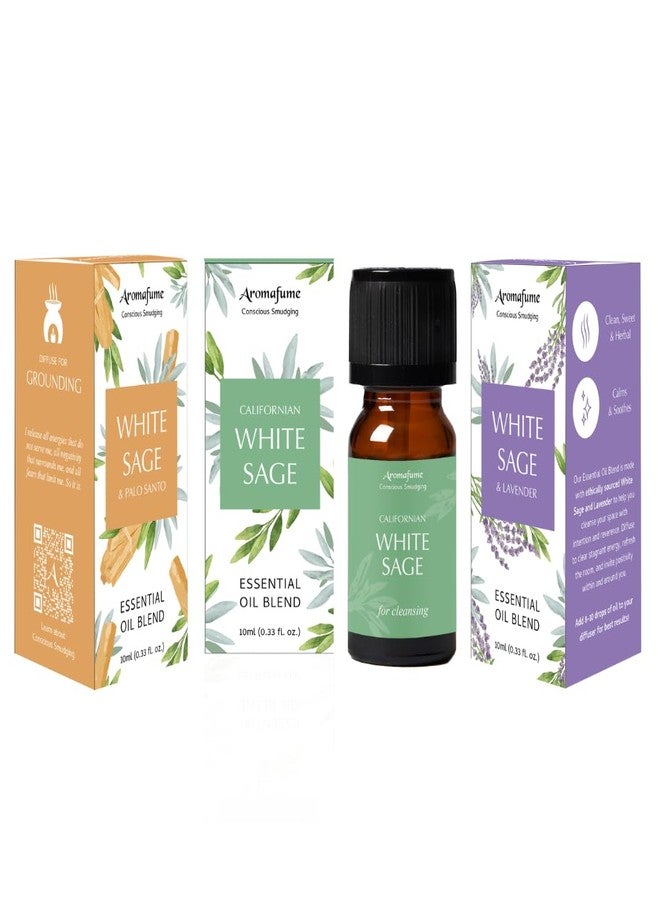 Aromafume White Sage, Sage & Lavender & Palo Santo Essential Oil Diffuser Blend by Aromafume | 3 x 10ml | Essential Oil Blend | Smoke-Free, Non Toxic Alternative to Smudging - Image 1