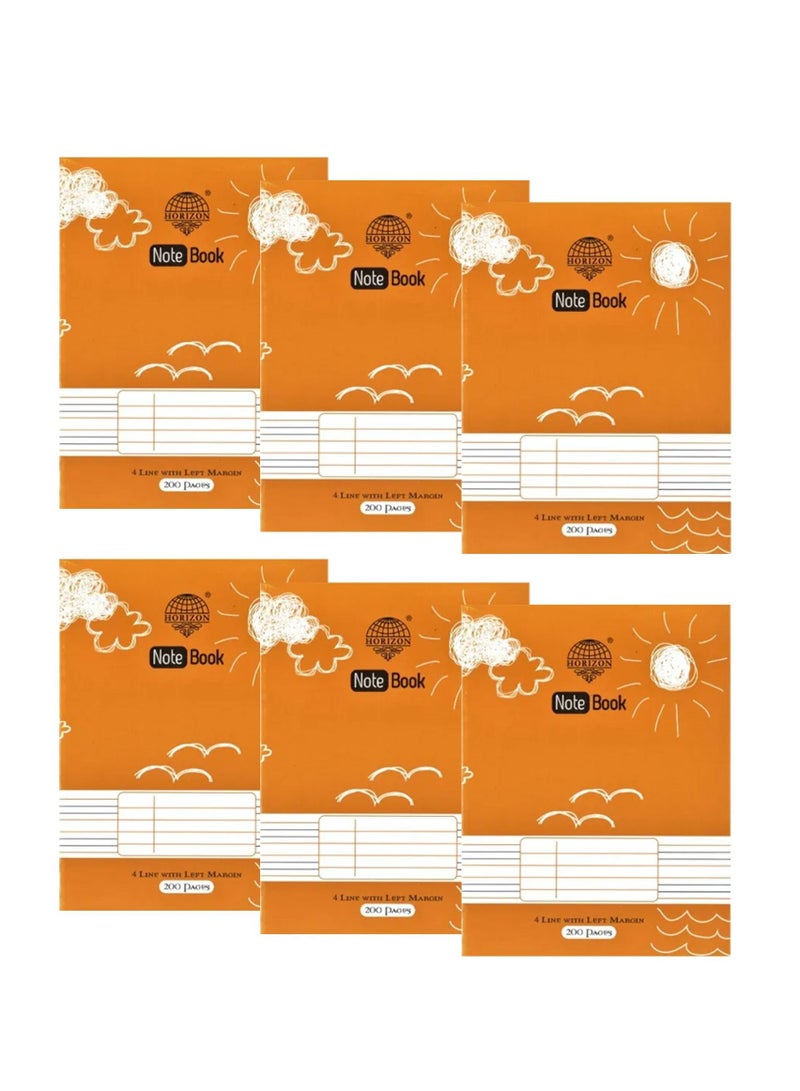 Horizon 6 قطع دفتر مقاس A5 بأربعة مسطرات 200 صفحة - Image 1