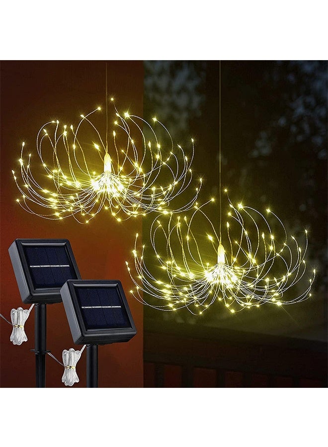 JCB CHIC Solar String Lights, 2Pack Fairy Light, Waterproof Firework Lights Copper Wire Lights, 200LED 8 Modes with Remote Control for Christmas Wedding Parties Home Decorations (200LED, Warm Color - Solar) - Image 1
