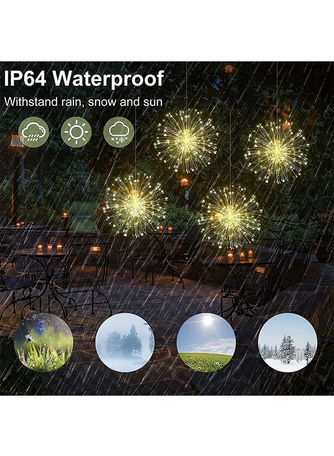 JCB CHIC Solar String Lights, 2Pack Fairy Light, Waterproof Firework Lights Copper Wire Lights, 200LED 8 Modes with Remote Control for Christmas Wedding Parties Home Decorations (200LED, Warm Color - Solar) - Image 3