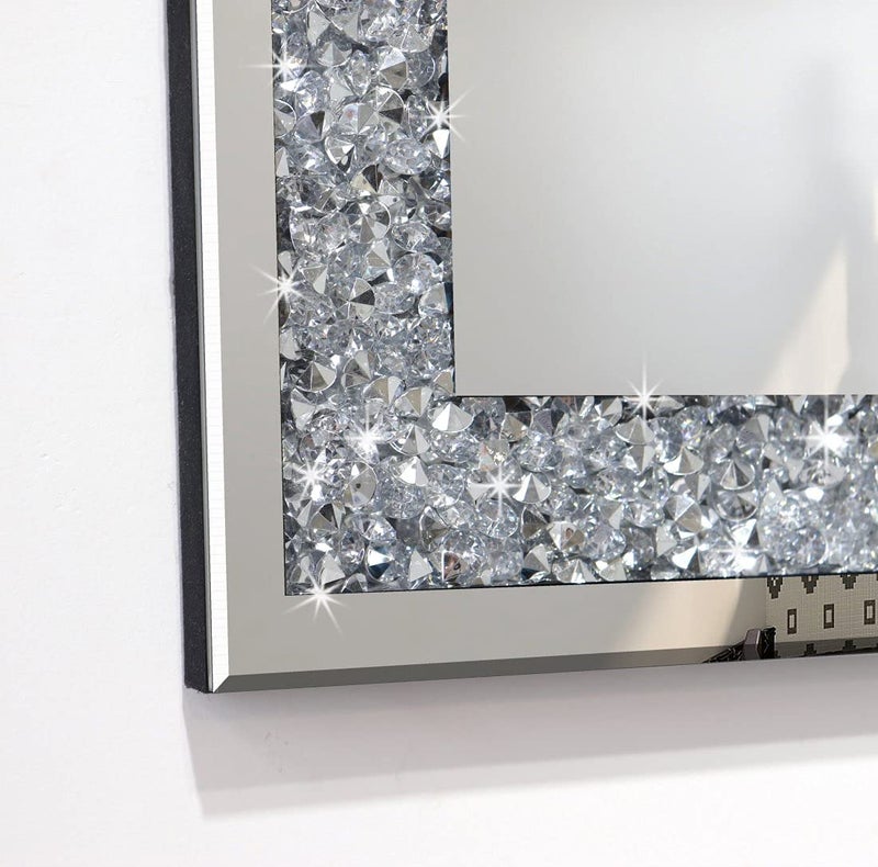 QMDECOR Rectangle Sparkling Decorative Wall Mirror for Home Decoration with Silver Crystal Crush Diamond Décor, Dimention16x20x1 inch, Wall Hang Frameless Mirrors Glass Diamond Décor. - Image 4