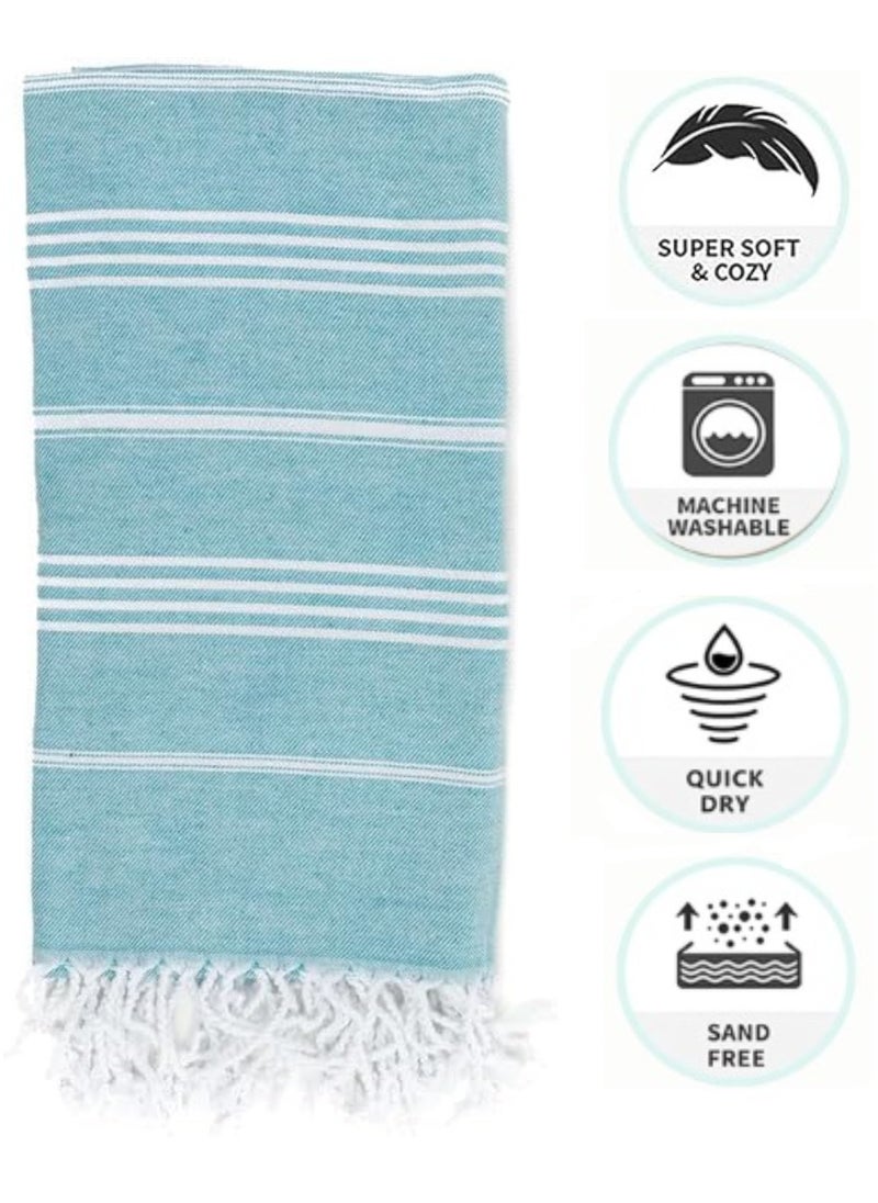 CONTEXT Style and Functionality Turkish Peshtemal Beach Towels 100% Organic Cotton | Quick Dry Super Absorbent Prewashed & Versatile Lightweight for Pool, Beach, Spa and bath Towel - 40x70 Inches (Teal)  - Image 1