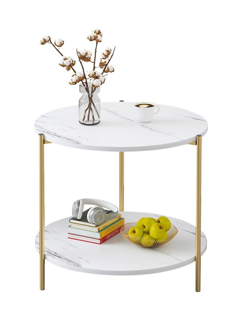 Generic Metal bedside coffee table round end side table desk nordic marble glass home sofa tables light luxury living room side table  - Image 2