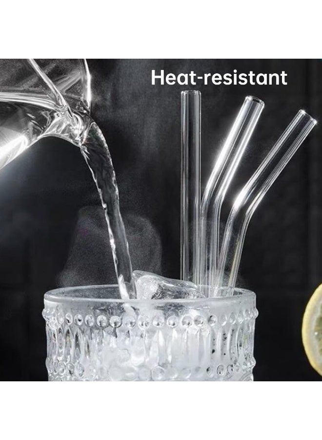 مجموعة شاليموه زجاج قابلة لإعادة الاستخدام مع فرشاة تنظيف – صديقة للبيئة وشفافة للمشروبات، العصائر، السموثي والميلك شيك – 4 قطع (مستقيم ومنحني) - Image 4