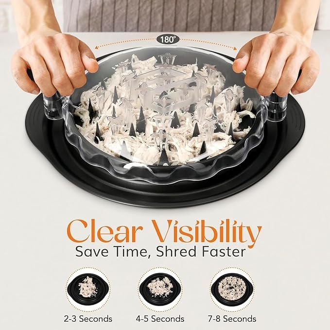 GNOLY Chicken Shredder Machine Meat Shredder Tool with Clear Cover Handles and Non-Skid Base for Ground Beef Pulled Pork and Chicken Safer Than Bear Claws for Shredding Meat - Image 2