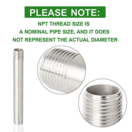 TAISHER 2PCS Stainless Steel Pipe Fittings, 3/4" NPT x 3/4" NPT Male Threaded, 8" Length Nipple Cast Pipe - Image 3