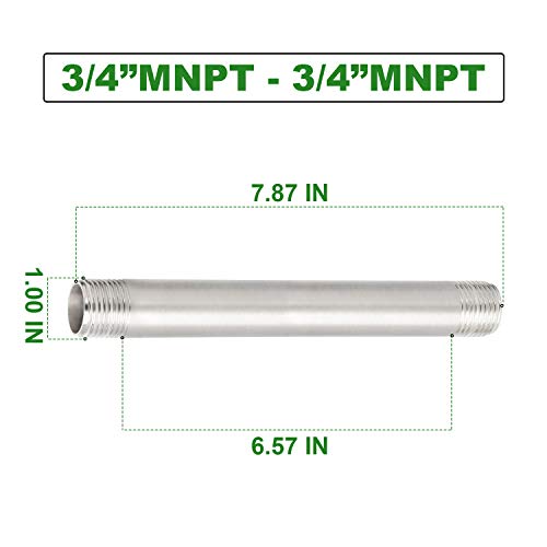 TAISHER 2PCS Stainless Steel Pipe Fittings, 3/4" NPT x 3/4" NPT Male Threaded, 8" Length Nipple Cast Pipe - Image 4