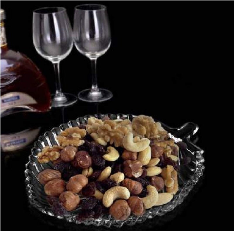 Kosh Stylish Modern Elegant Transparent Crystal Lightweight Durable Glass 20 cm Leaf Plate for Serving Dry Fruits Snacks Candy Ice Cream Sweets and Decoration Leaf Plate 1 PC - Image 3