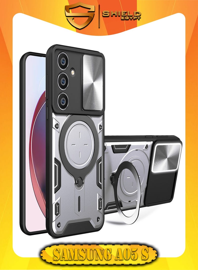 SHIELD EGYPT SHIELD EGYPT For Samsung Galaxy A05s Armored Camera Shield Cover Camera Lend Protection, Built-in 360° (Silver) 