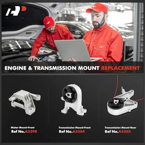 A-Premium Engine Motor Mount and Transmission Mount Kit Compatible with Chevrolet Malibu 2009 2010 2011 2012 2.4L, 6-Speed Automatic Transmission, 3-PC Set, Replace# 24100456 - Image 2