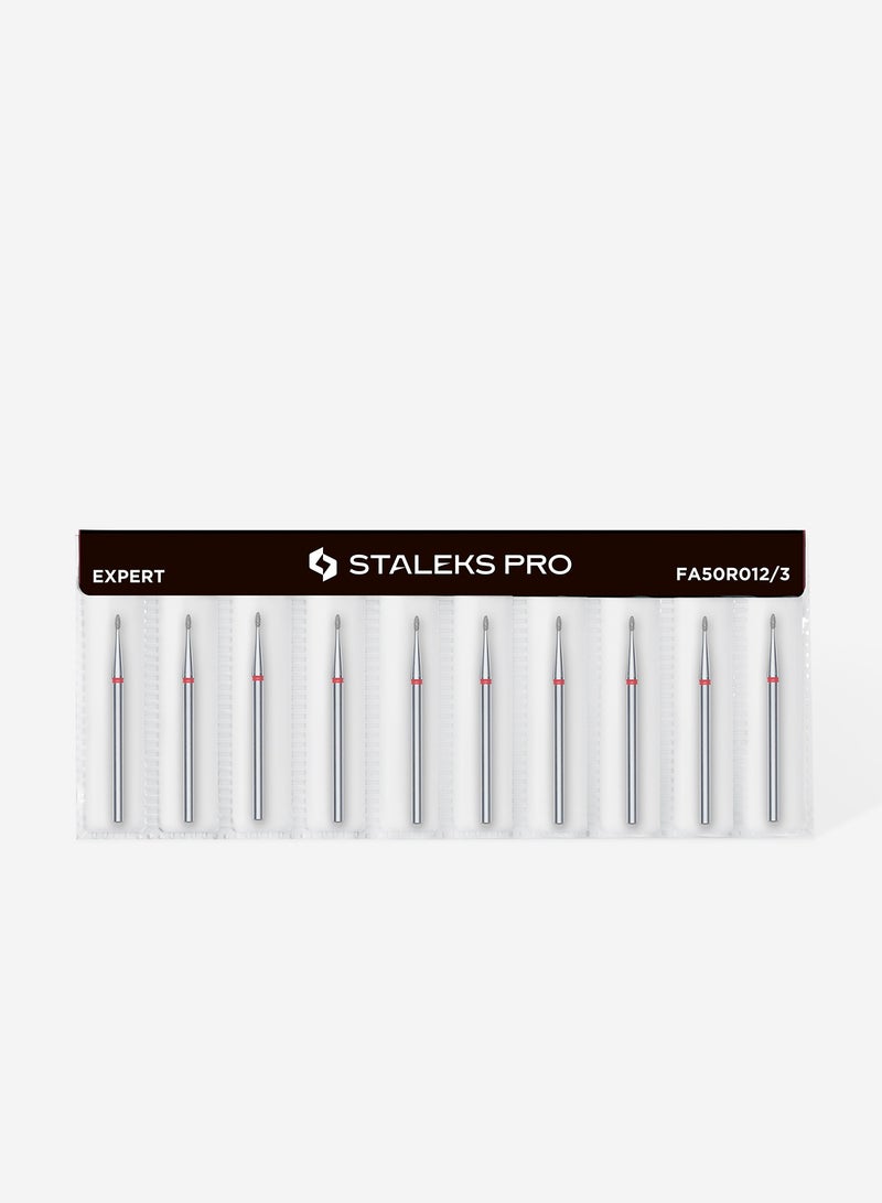 STALEKS PRO Diamond nail drill bit rounded bud red EXPERT head diameter 1,2 mm / working part 3 mm - Image 3