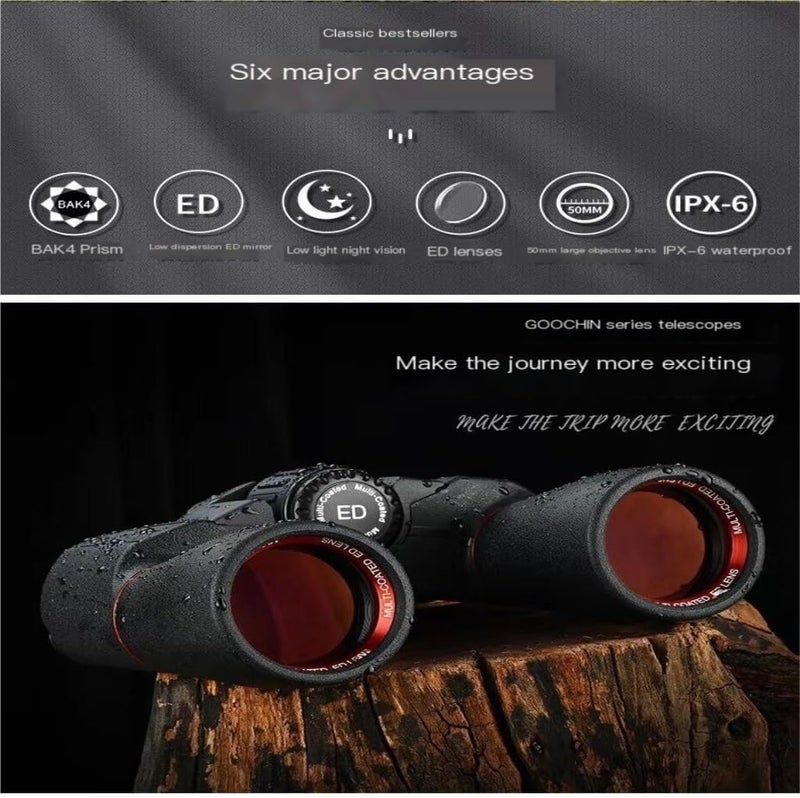 Feelon Binoculars for Long Distance, 16x50 Ultra HD Binoculars for Bird Watching, Wildlife, Safari with Bright BAK 4 Glass 204FT/1000Yds Powerful, Camping Sightseeing - Image 5