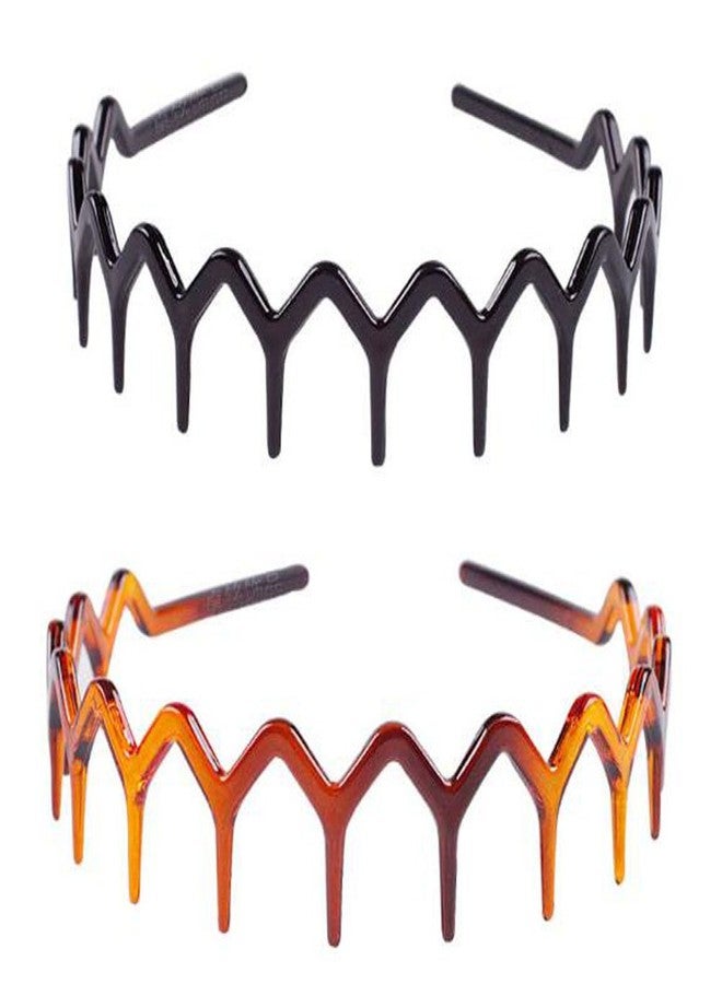 Suoirblss 2PCS Plastic Sharks Tooth Hair Comb Headband Hair Hoop Women Girls Hair Accessory (1 Black +1 Brown Color) (A#) - Image 2