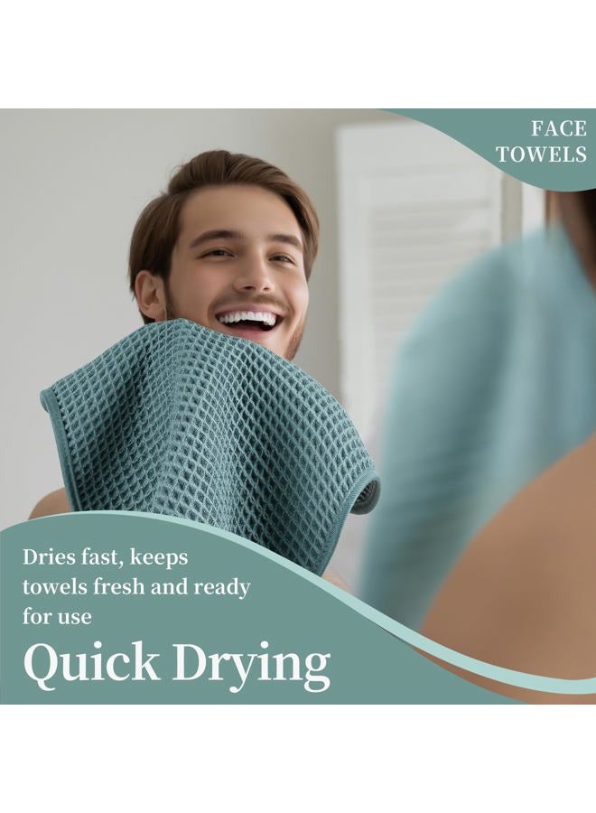 Microfiber Waffle Face Towels, 4 Pieces, Soft, Absorbent, Fast Drying, Lint Free (Green) - Image 5