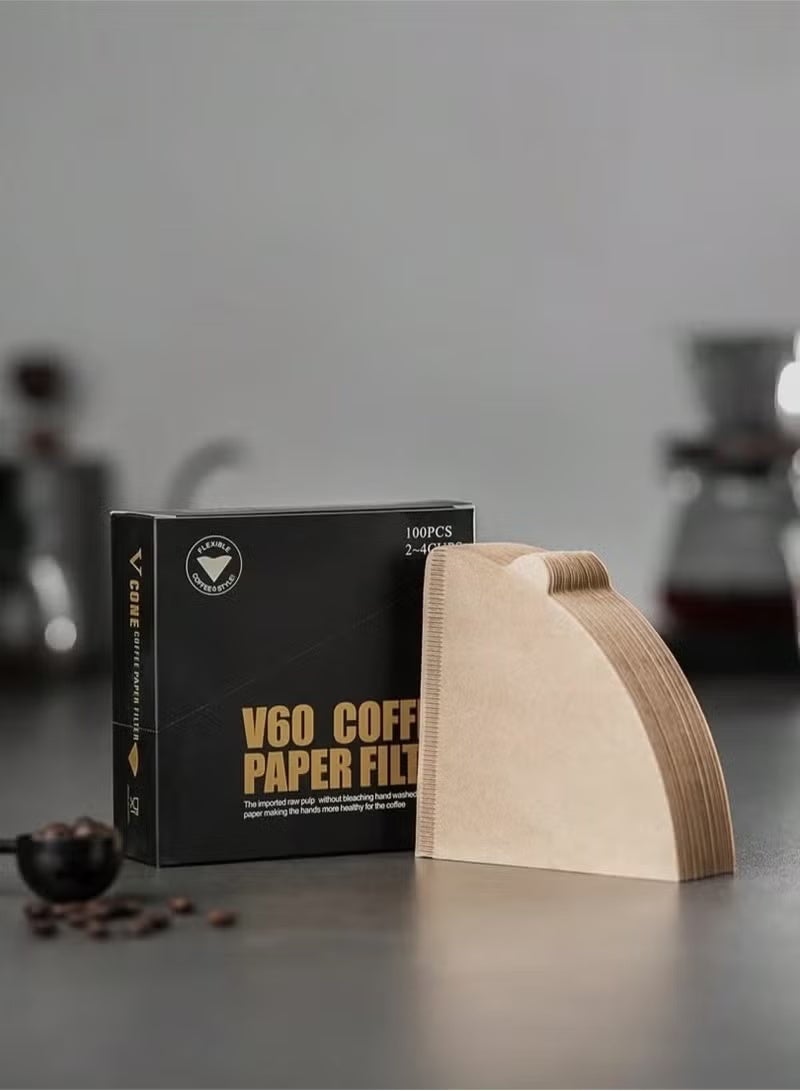JUE-FISH Cone Coffee Filter in Beige V60 size having 100 Pieces Disposable Paper - Image 2