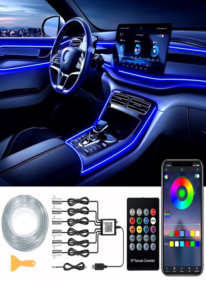 DEHERANE Interior Car LED Strip Lights, RGB 6 in 1 Ambient Lighting Kit with 315 inches Integrated Fiber Optic, 16 Million Colors Car Interior Lights with Wireless APP& Remote Control, Sync to Music - Image 1