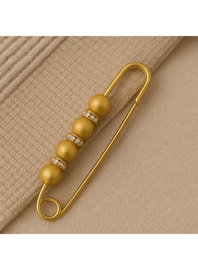 طقم دبابيس بروش لامعة – 6 قطع بتصميم أنيق لتثبيت الجيب والملابس (ذهبي – فضي – رمادي) - Image 2