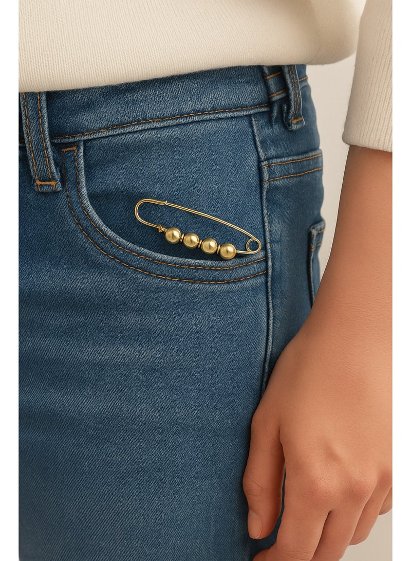 طقم دبابيس بروش لامعة – 6 قطع بتصميم أنيق لتثبيت الجيب والملابس (ذهبي – فضي – رمادي) - Image 3