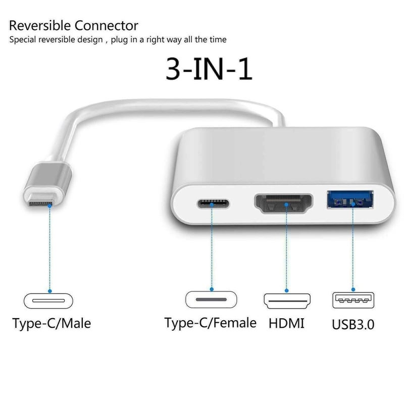ZERO 3IN1 TYPE-C Adapter Support HDMI and USB 3.0 with PD – Ultra Fast 4K Connectivity – Silver - Image 5