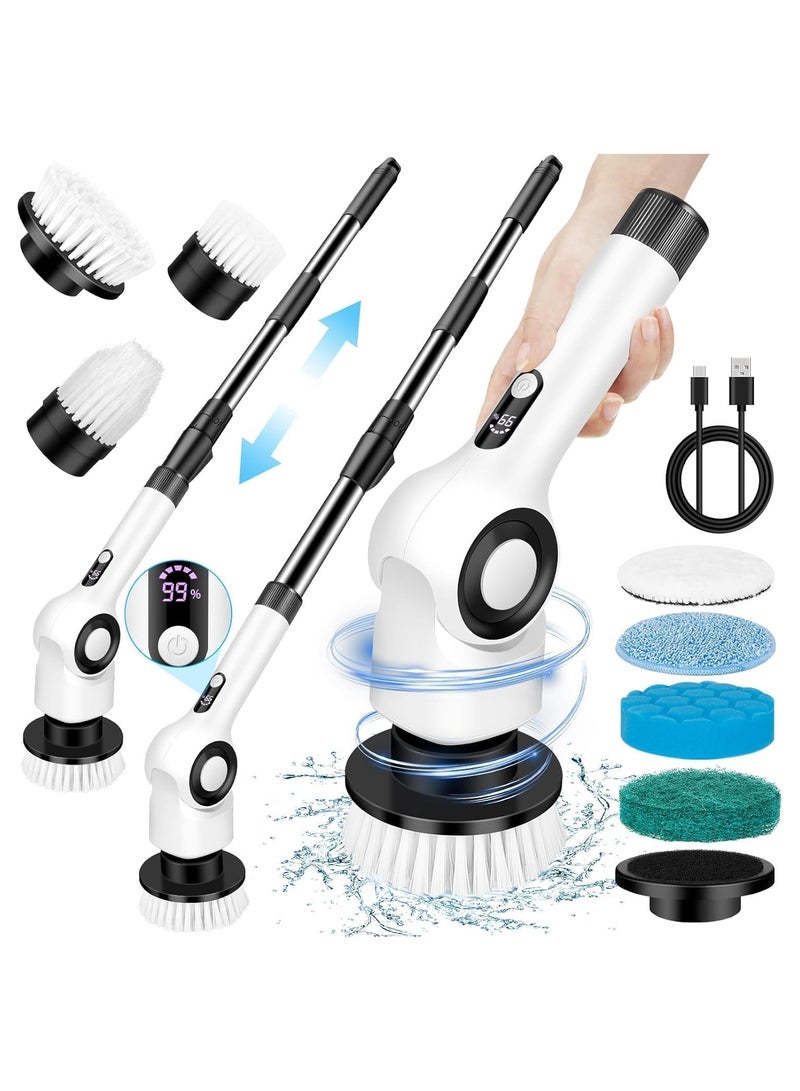 Joshberg Electric Spin Scrubber,Rechargeable Cordless Shower Scrubber Cleaning Brush with 7 Replaceable Brush Heads, IPX7 Bathroom Scrubber with Extension Handle,Electric Cleaning Brush for Cleaning Tile, Sink, Window, Floor, Tub, Car - Image 1