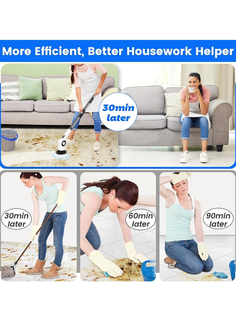 Joshberg Electric Spin Scrubber,Rechargeable Cordless Shower Scrubber Cleaning Brush with 7 Replaceable Brush Heads, IPX7 Bathroom Scrubber with Extension Handle,Electric Cleaning Brush for Cleaning Tile, Sink, Window, Floor, Tub, Car - Image 4