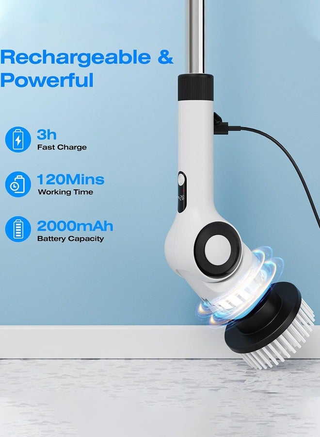 Joshberg Electric Spin Scrubber,Rechargeable Cordless Shower Scrubber Cleaning Brush with 7 Replaceable Brush Heads, IPX7 Bathroom Scrubber with Extension Handle,Electric Cleaning Brush for Cleaning Tile, Sink, Window, Floor, Tub, Car - Image 5