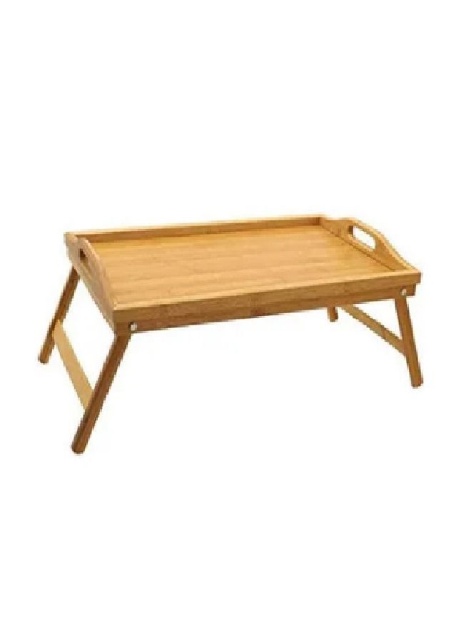 صينيّة طاولة من الخيزران قابلة للطيّ لون بيج 60x30x20سم - Image 1
