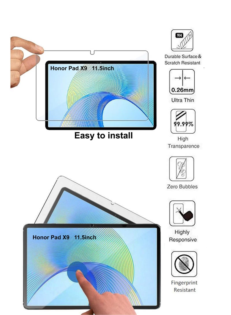 [2 Pcs] For Honor Pad X9 11.5 Inch - Premium Tempered Glass Anti-Scratch, Smudge Proof Easy Installation Screen Protector Guard  - Image 4