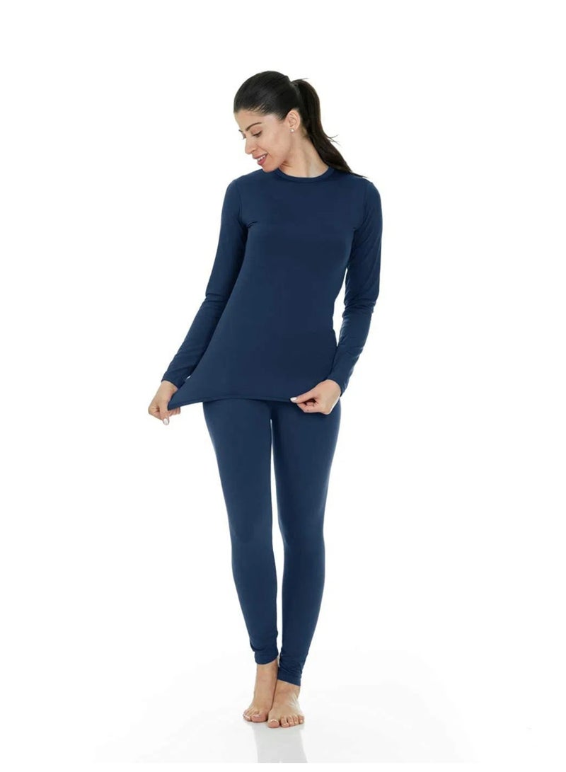 Women's Thermal Underwear Set Long Johns Women's Soft Thermal Underwear Base Pajamas Set Cold Weather - Deep Grey - Image 4