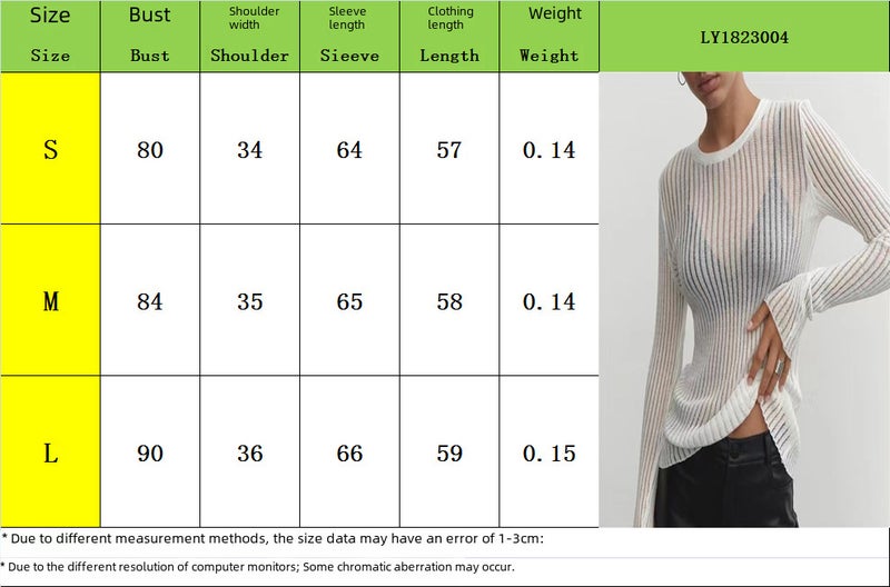 2023 Europe And America Independent Station Spring And Long Sleeve Round Neck Thin Breathable Knitted Wool Top - Image 5