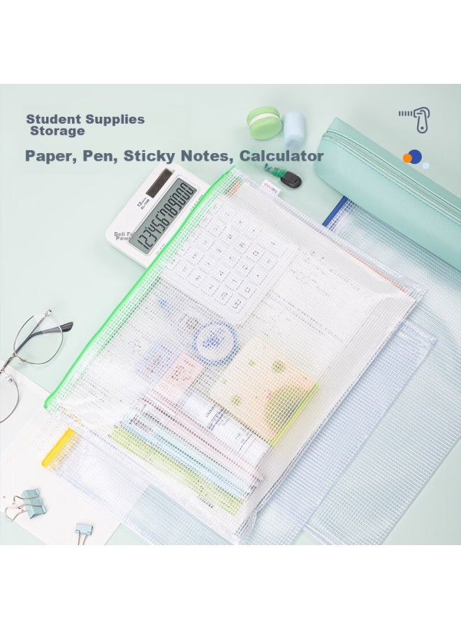 Deli A4 Transparent File Folders For First Grade Elementary School Students, Subject Classification Grid Zipper Pockets, Single Color Random P05654 - Image 2