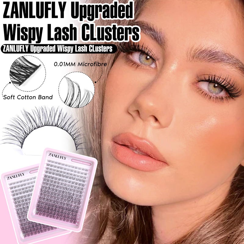 zanlufly Lash CLusters Wispy Eyelash Clusters Natural Lash Extensions C-Curly zanlufly Individual Lashes DIY Eyelash Extensions at Home Mix Length Cluster Lashes (180Pcs,8-16MM) - Image 3