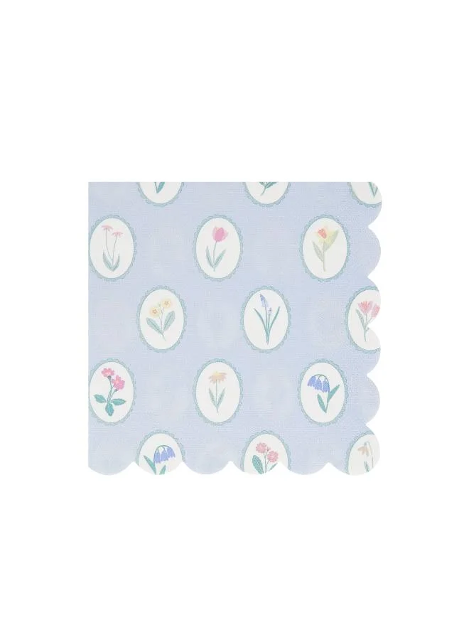 Meri Meri  Bloomsbury Floral Pattern Large Napkins - Pack of 16, 3-Ply Paper Napkins with 4 Soft Pastel Floral Designs, Stylish Party Tableware for Garden Parties, Baby Showers & Celebrations  | Best Price UAE