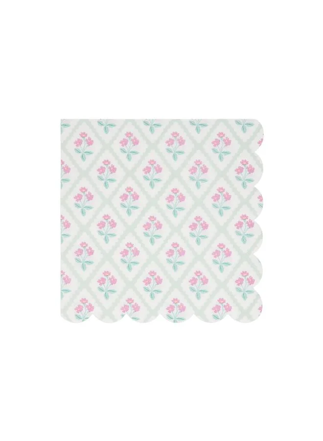 Meri Meri  Bloomsbury Floral Pattern Large Napkins - Pack of 16, 3-Ply Paper Napkins with 4 Soft Pastel Floral Designs, Stylish Party Tableware for Garden Parties, Baby Showers & Celebrations  | Best Price UAE