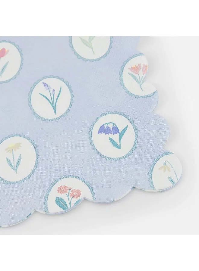 Meri Meri  Bloomsbury Floral Pattern Large Napkins - Pack of 16, 3-Ply Paper Napkins with 4 Soft Pastel Floral Designs, Stylish Party Tableware for Garden Parties, Baby Showers & Celebrations  | Best Price UAE