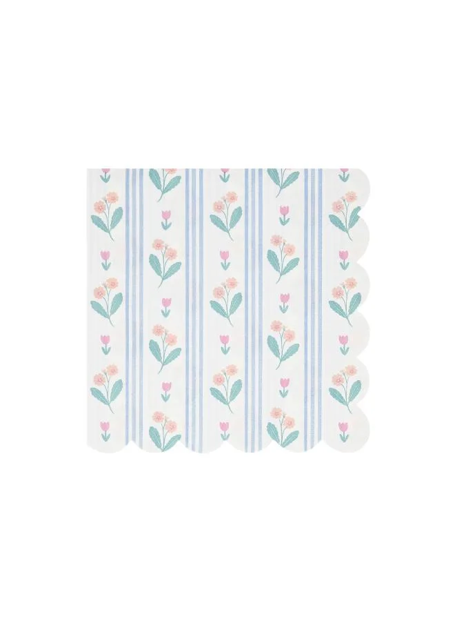 Meri Meri  Bloomsbury Floral Pattern Large Napkins - Pack of 16, 3-Ply Paper Napkins with 4 Soft Pastel Floral Designs, Stylish Party Tableware for Garden Parties, Baby Showers & Celebrations  | Best Price UAE