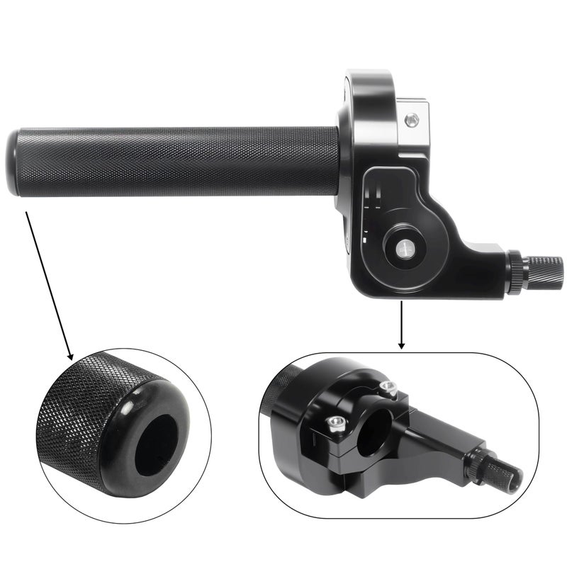 JXPANG Motorcycle Throttle Grip 7/8" 22mm CNC Aluminum Quick Twister with Throttle Cable for KLX CR CRF EXC XR CRF50 CRF230 50 110 125 230 250 Dirt Pit Bike Motocross Motorbike Quad ATV (Style-B-Black) - Image 4