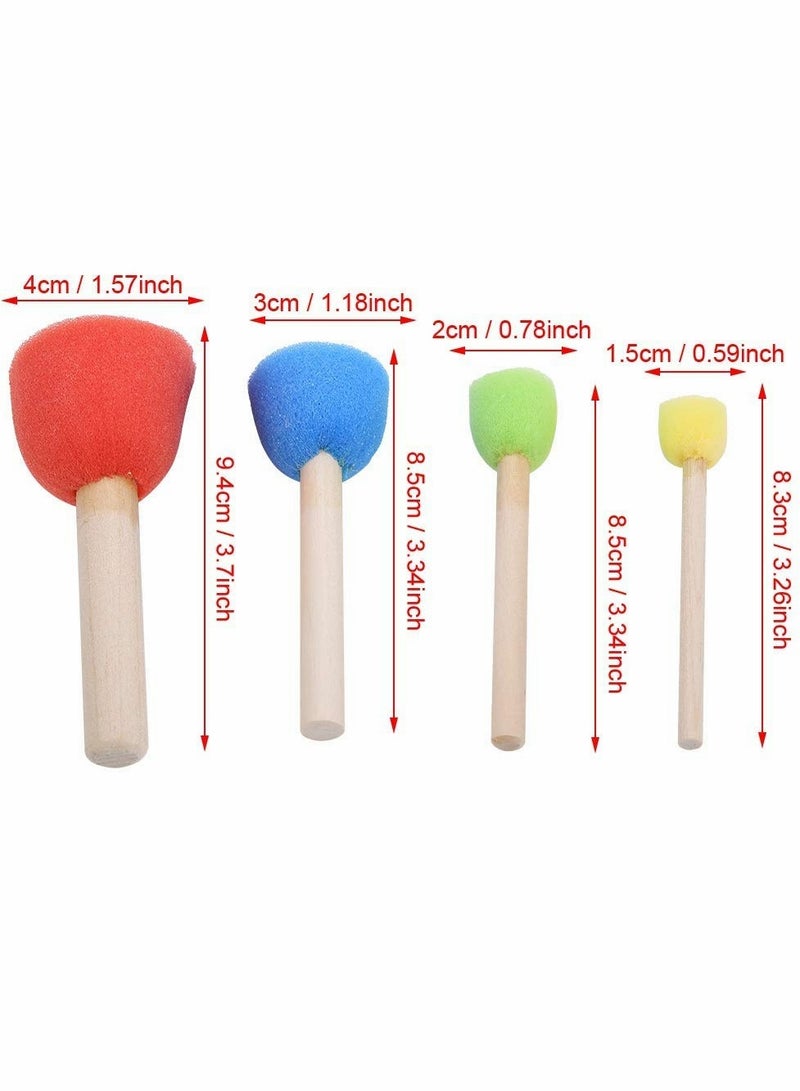 KASTWAVE طقم فراشي رغوية دائرية مكون من 24 قطعة - أختام إسفنجية ملونة للرسم DIY مع مقبض خشبي لأدوات الرسم والرسم للأطفال والفنون والحرف اليدوية - Image 2