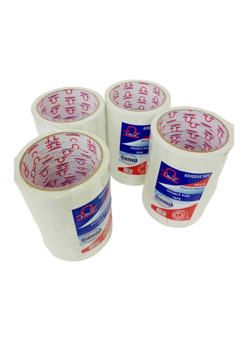 Libra Double Sided Tissue Tapes 3″ (Pack of 1 ROLL 8 pieces inside) 24mmx12 yards - Image 1
