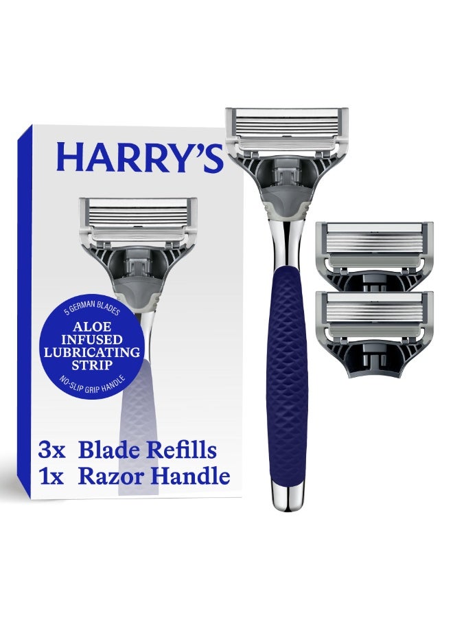 Harry's Shaving Kit for Men - Razor Handle and 3 Razor Blade Refill Cartridges - Chrome Edition - Image 1
