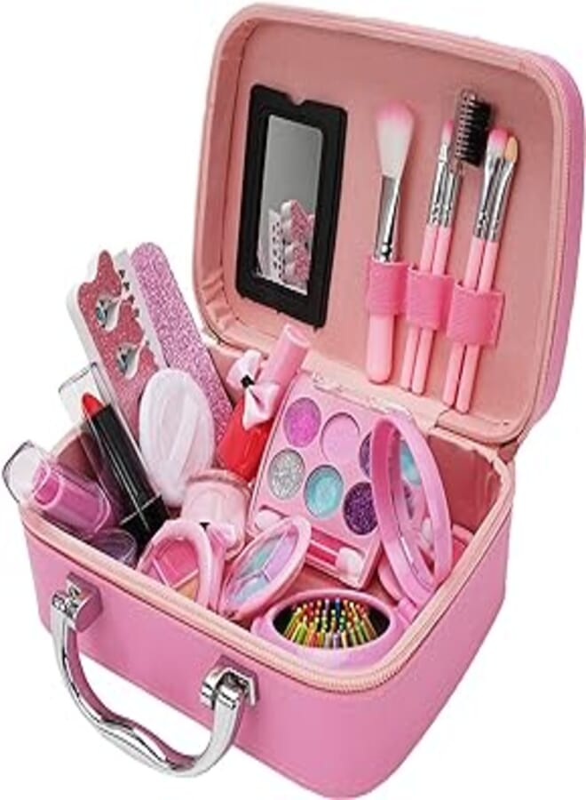 Girls Makeup Kit for Kids Children's Makeup Set Girls Princess Make Up Box Nontoxic Cosmetics Kit Toys Pretend Play Makeup Beauty Toys Gift Birthday Gift