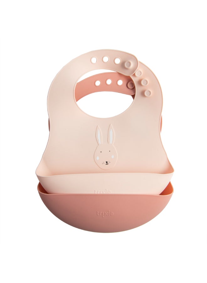 Trixie Silicone Bib With Handy Pocket - Pack of 2 - Mrs. Rabbit - Image 1