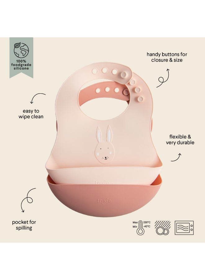 Trixie Silicone Bib With Handy Pocket - Pack of 2 - Mrs. Rabbit - Image 2