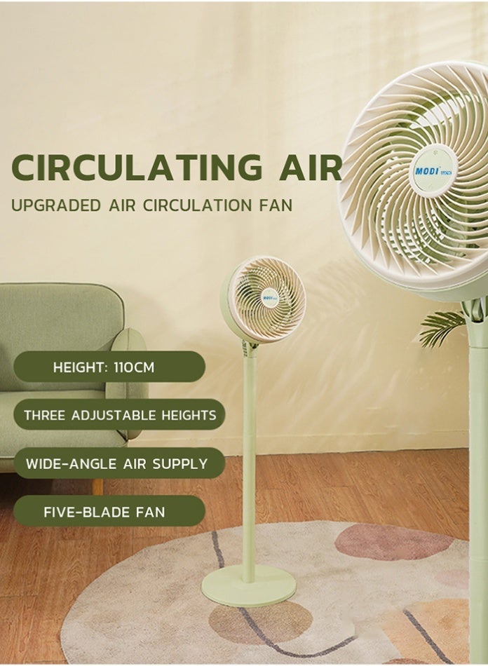 MODI Premium Air Circulation Fan 110cm Adjustable Height Knob Control 3-Speed 90° Oscillating Pedestal Fan ,stand fan Green - Image 1